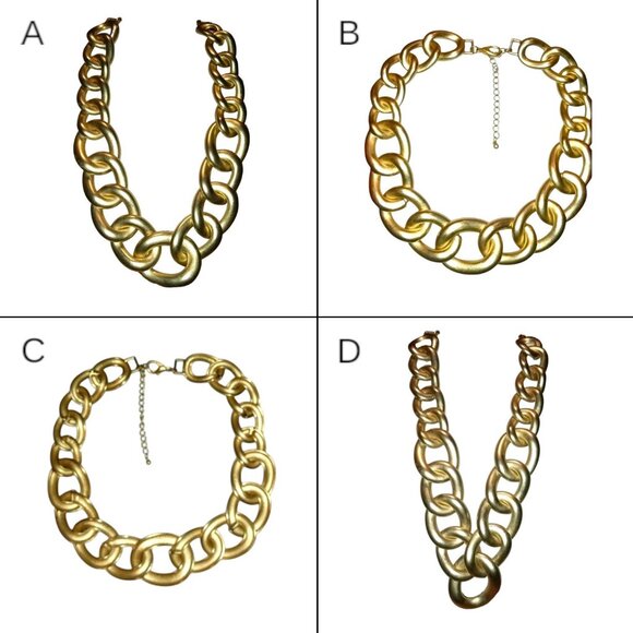 Vintage Frosted Gold Tone Curb Chain Necklace Heavy Graduated Oval Links Lobster - Picture 4 of 13